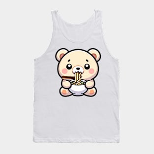 Cute White Bear Eating Ramen Kawaii Tank Top